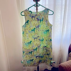 Lilly Pulitzer horse racing dress with pom-poms